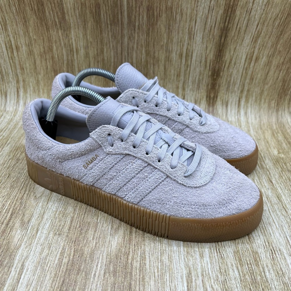 Adidas SambaRose Sneakers Women's Size 10 Gray Gum Suede Platform Shoes B37860